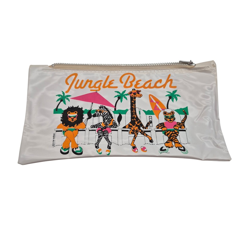 Pencil Pen Marker Pouch Case Vinyl Jungle Beach Vintage